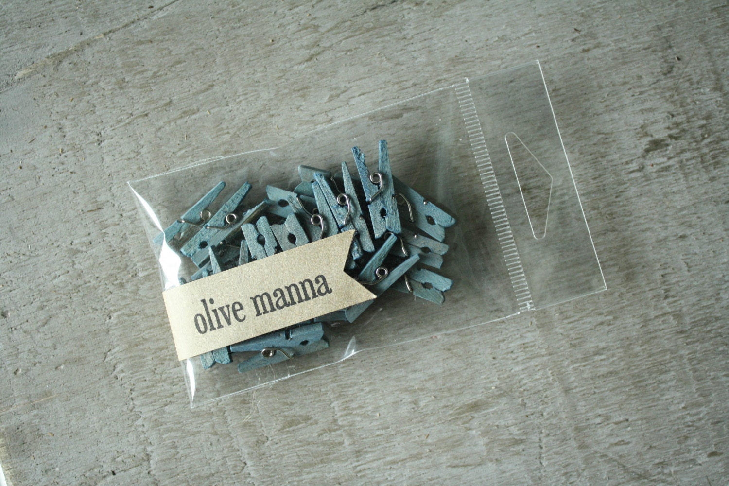 Mini Hand-Stained Clothespins, Blue