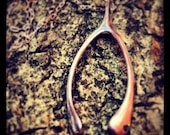 Sterling Silver Large Wishbone Necklace 32" Chain