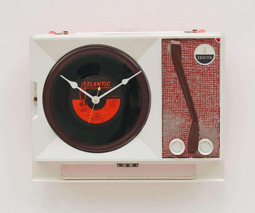 Recycled record player clock