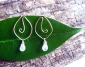 40% OFF with coupon code (2013SALE40) - Sterling Silver Spiral Leaf Earrings - Faceted Moonstone