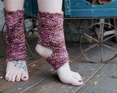 Berry Latte Yoga Socks - hand knit ankle warmers in hand dyed merino wool