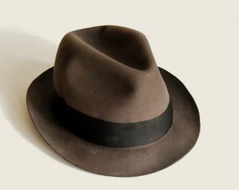 Vintage Mens Fedora Hat Fur Felt Brooks Brothers Brown Mad Men Hat Size 7 1/4