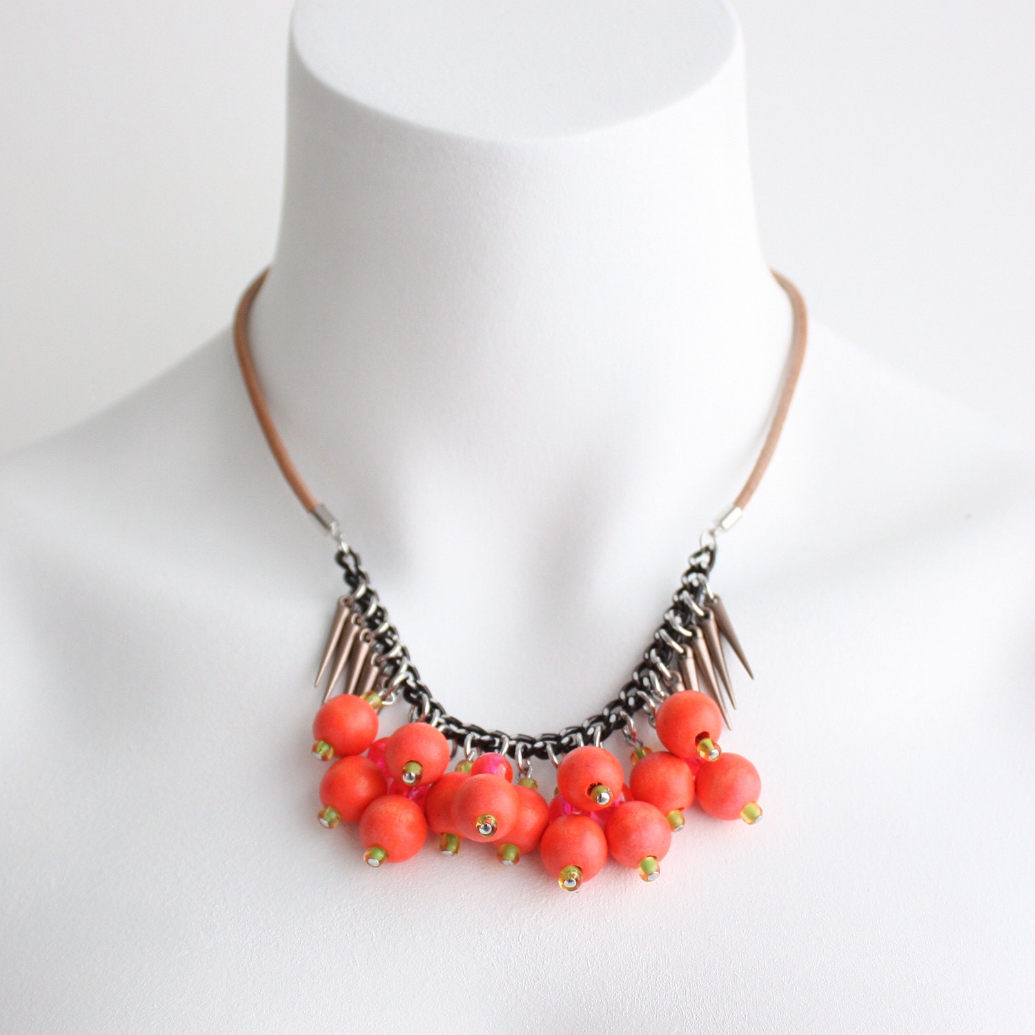 Seed Necklace - Metal, Leather, Wood, Acrylic & Glass