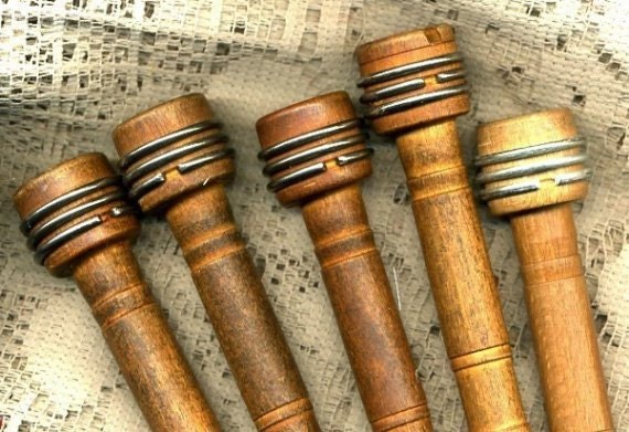 Sewing Factory Salvage Five Wood Bobbins Vintage Sewing  BOGO