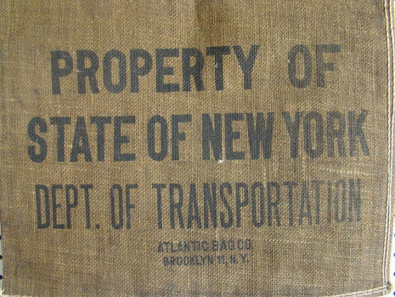 1950 Brooklyn New York Sandbag Burlap Bag with Black Liner to fill with Sand