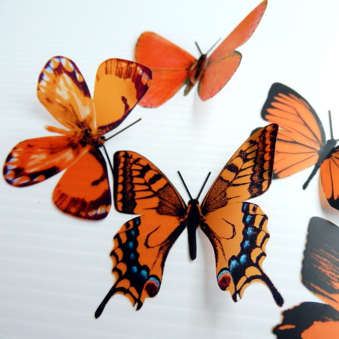 12 Orange 3D Butterflies for Your Wedding, Party and other Craft ideas