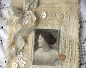 WHITE SHOULDERS Fabric Banner flag using vintage laces