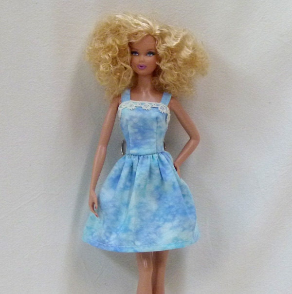 Barbie Clothes Handmade Pale blue Dress ready to mail