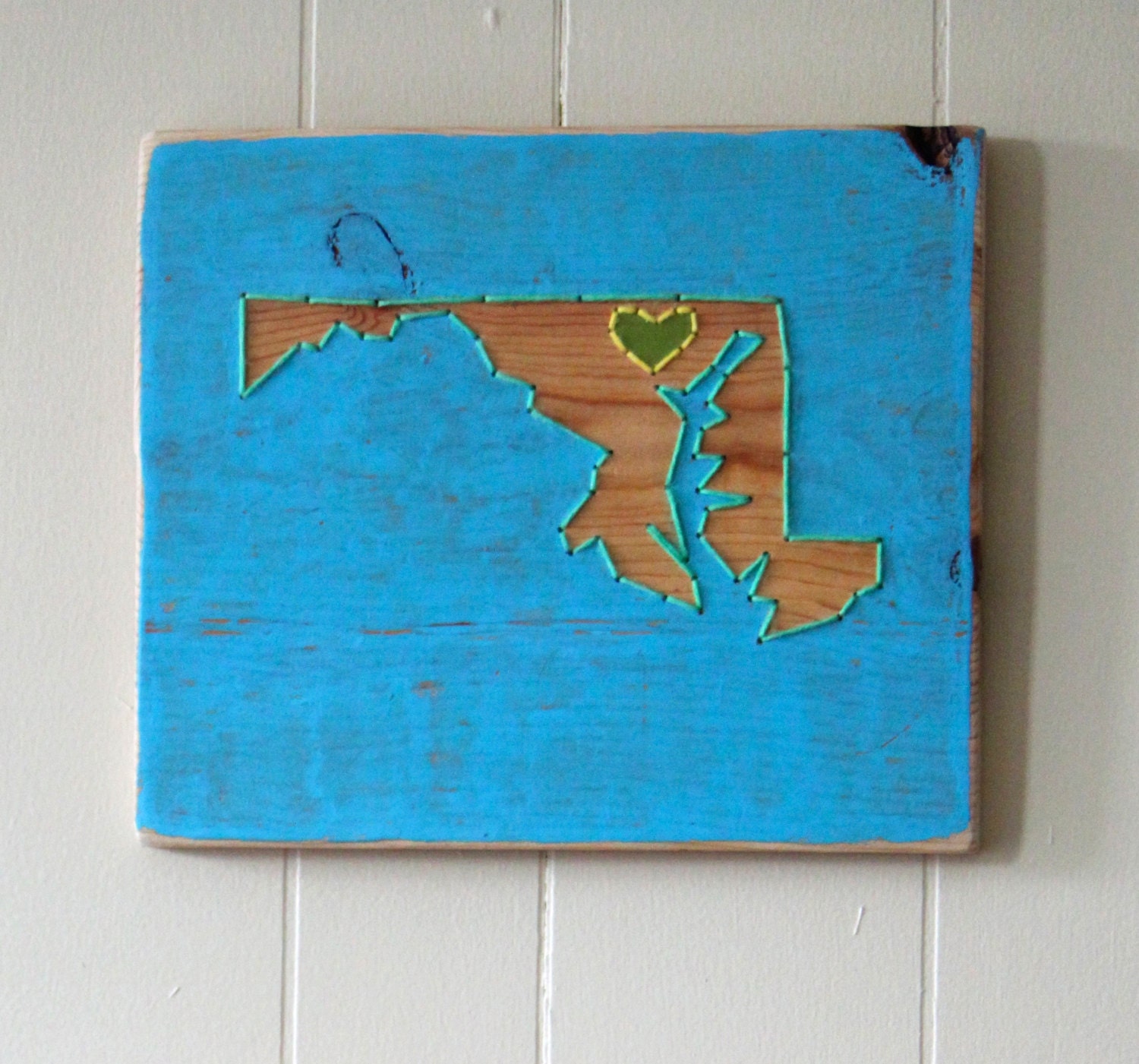 Maryland YOU PICK COLORS Town Love Stitched Reclaimed Wood Art