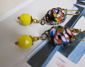 Bohemian Darlings marbled multicolor vintage glass earrings