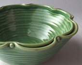Ruffle Bowl in Vivid Green Celadon