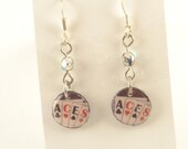 Cute Four ACES Earrings Firepolish Bead POKER