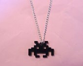 80s arcade alien plastic quirky kitsch retro black charm necklace
