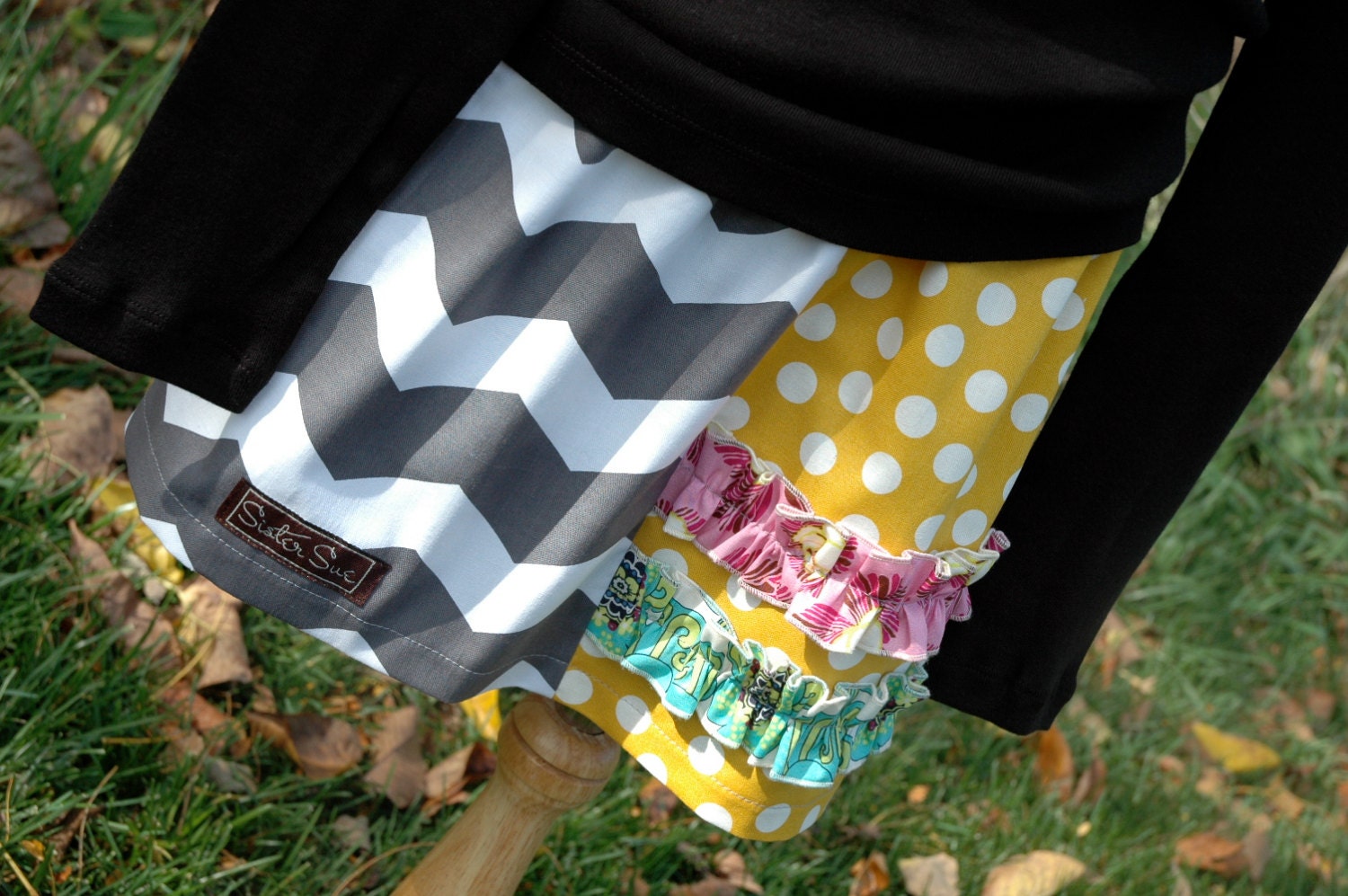 Ruffle Skirt in Chevron and Polka Dot - Sale READY TO SHIP