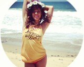 MADE TO ORDER. Large Summer Tank Top "Here Comes The Sun" in Eco True Gold