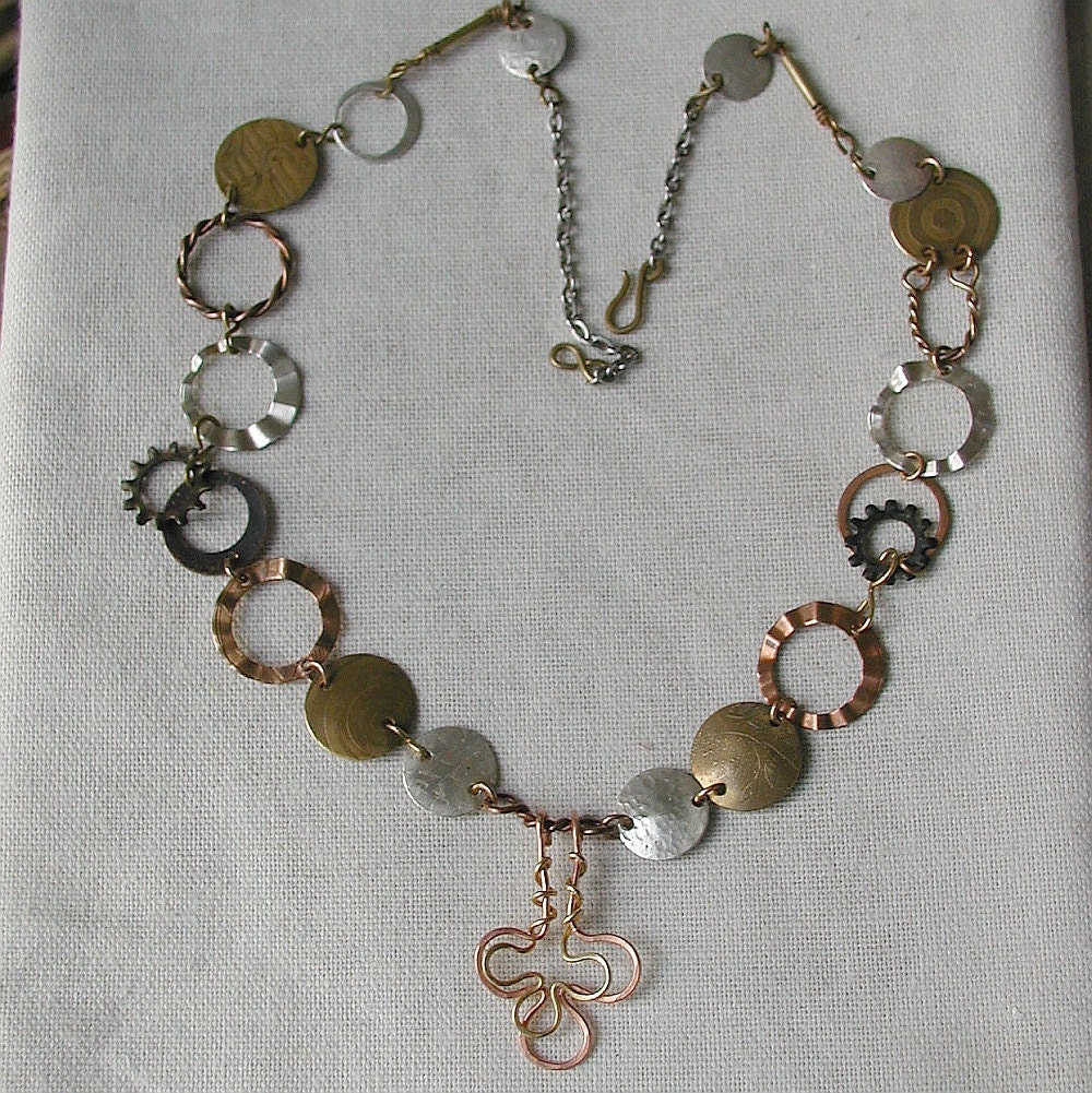 Mixed Metals Necklace with Handmade Links