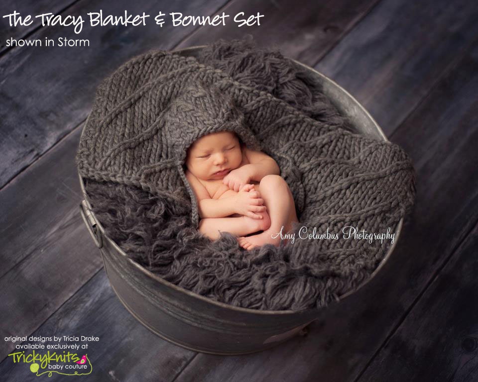 Baby Girl or Baby Boy Blanket Blanket Basket Stuffer Newborn Photography Prop by TrickyKnits original designer