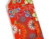 Fabric Luggage Tag Orange Floral
