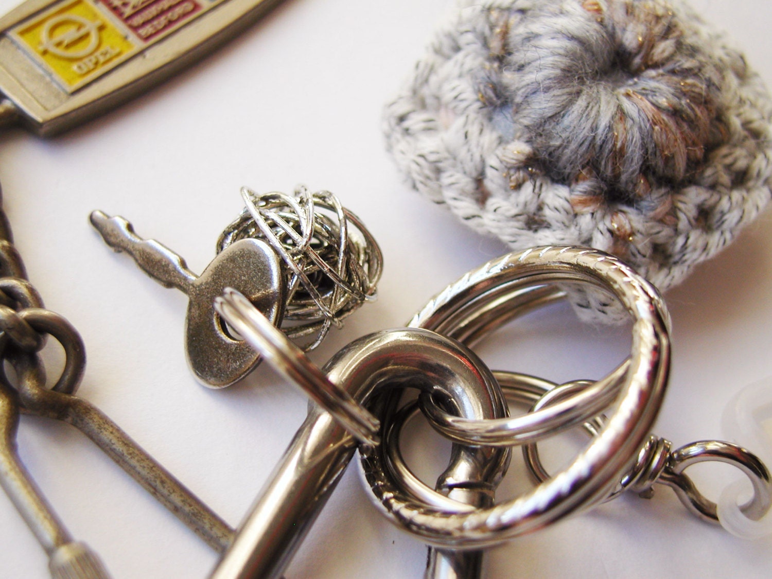 Carabiner fancy keychain with new, vintage and upcycled charms