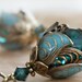 Bridesmaid jewelry earrings dangle teal aqua crystal brass
