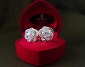 Handmade Silver ROSE Studs/ Post Earrings