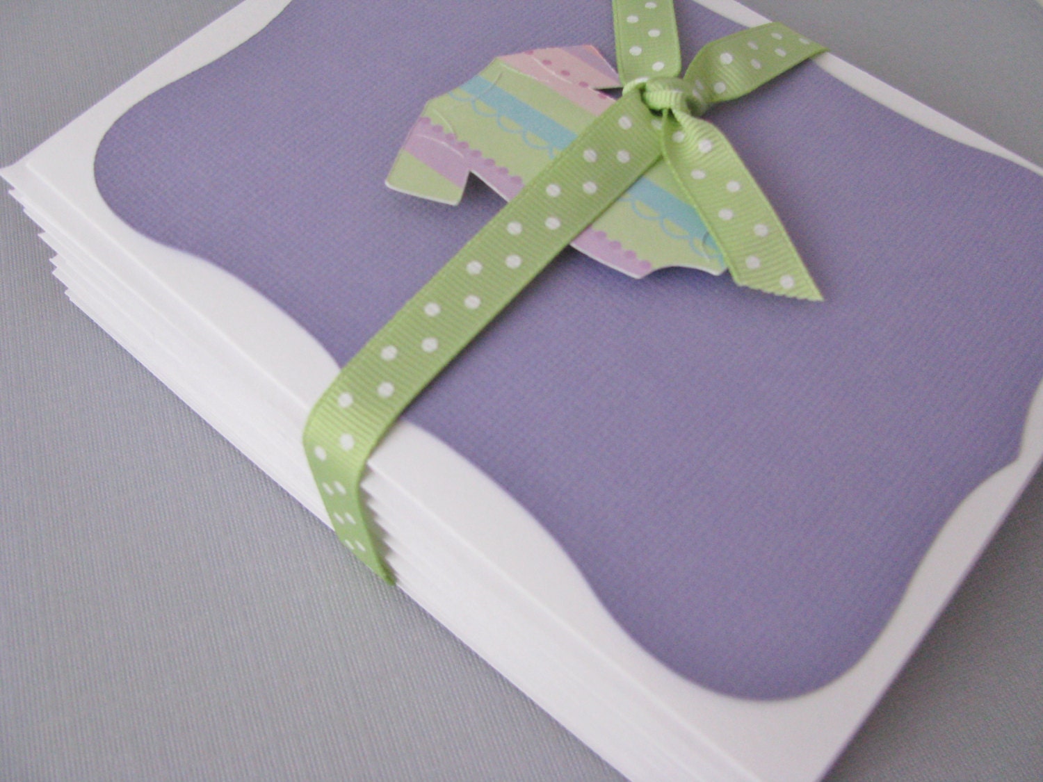 Baby Girl Onesie Card Set of 10, Shower Invitation, Baby Announcement, Thank You