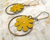 yellow Bohemian earrings Flower dangle earrings Summer Boho jewelry fashion