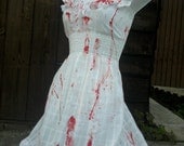 PRIDE and PREJUDICE zombie corpse bride wench blood splatter white dress US size 6 - 8