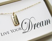 Dream Tag Necklace, 14k gold filled, bronze - Graduation Gift, Graduate Gift, Class of 2013, Graduation necklace, Graduation Card Jewelry