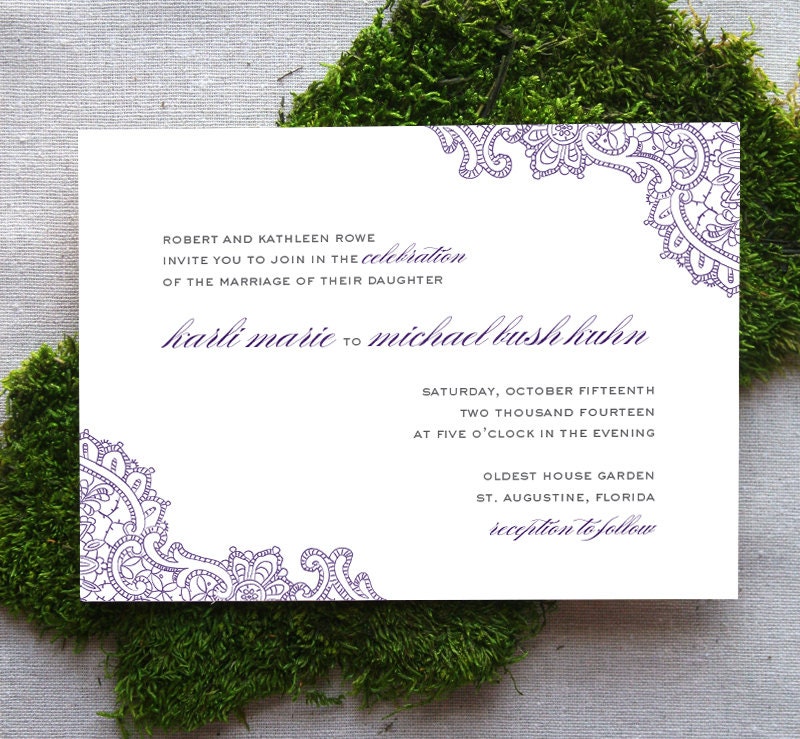 Antique Lace Wedding Invitation, Vintage Wedding Invitation