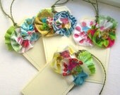 Gift Tags, Flower Tags, Flower Gift Tags, Fabric Flower Tags, Sewn Gift Tags, Spring Tags, Sewn Fabric Tags -  Set of 4, No. 31