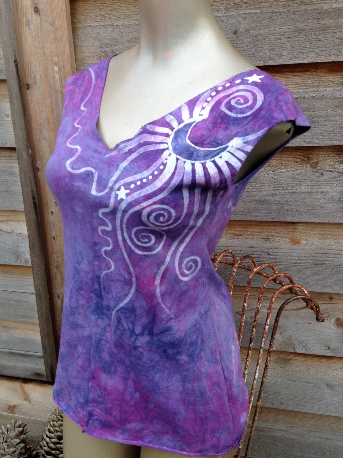 Periwinkle Hemp and Organic Cotton Stretchy Split Tee