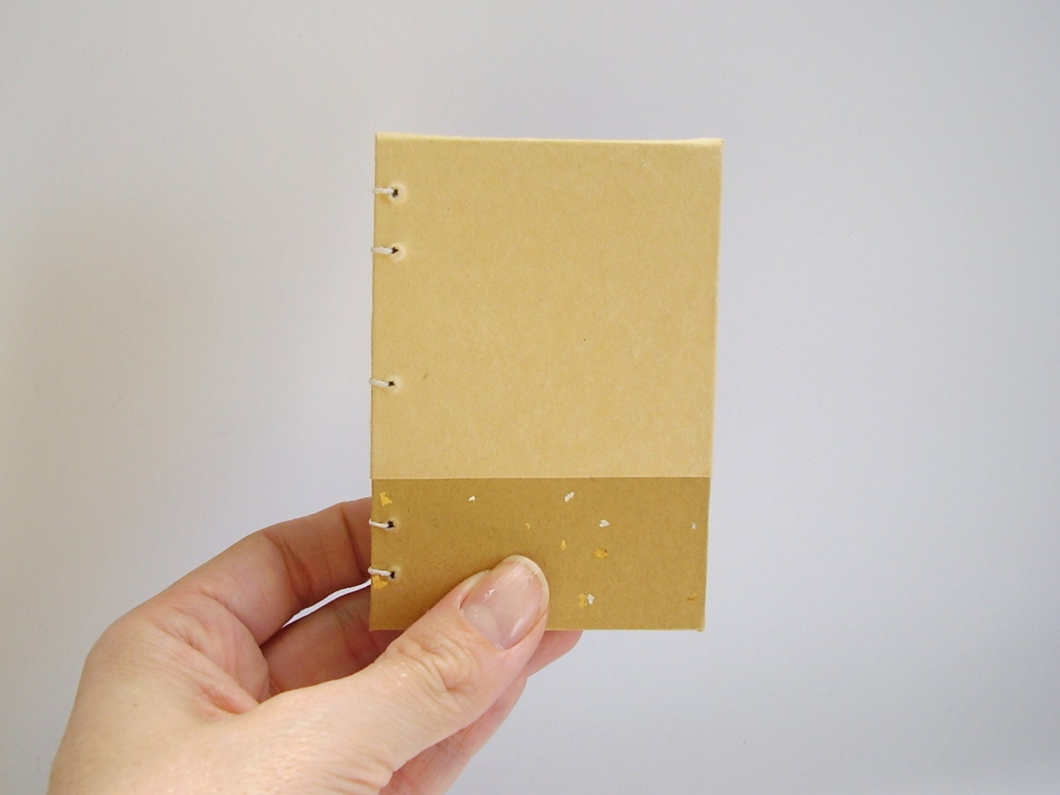Mini Journal Hand Bound in Two Tone Yellow, Pocket Notebook, Mini Coptic Book in Two Tone Yellow