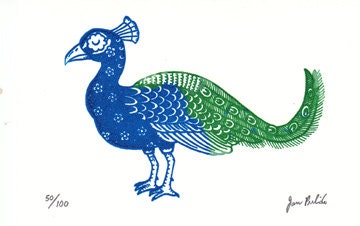 Sugar Skull Peacock Limited Edition Gocco Screenprint