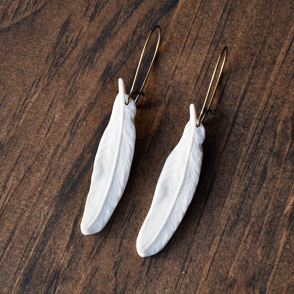 Porcelain Feather Earrings