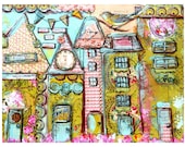 Art Print, Collage Work, Whimsical Houses