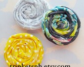 Rolled Fabric Flower Rosettes Set of Three