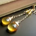 Yellow Chalcedony Earrings on Gold Vermeil . Wirewrapped Gemstone Briolette Dangle Chain . Buttercup