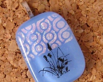 Lilac Dichroic Pendant Fused Glass Jewelry