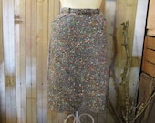 Rainbow Tweed Pencil skirt Wool 1950s classic side zip pockets M