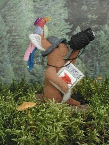 Whimsical Rabbit Greeting Card  BIRDWATCHER--  Set of 10 cards of 1 design