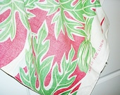 Vintage Linen Fabric Papaya Hand Print Linen Vintage Fabric