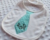 NeCK Tie Appliqued Bib for baby boy Personalized with monogram at the bottom of tie