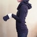 extra long sleeved hooded top Navy blue with White