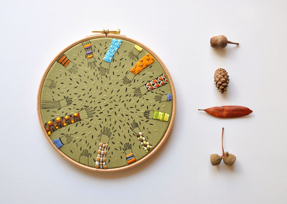 Sowing I - original mixed media embroidery artwork