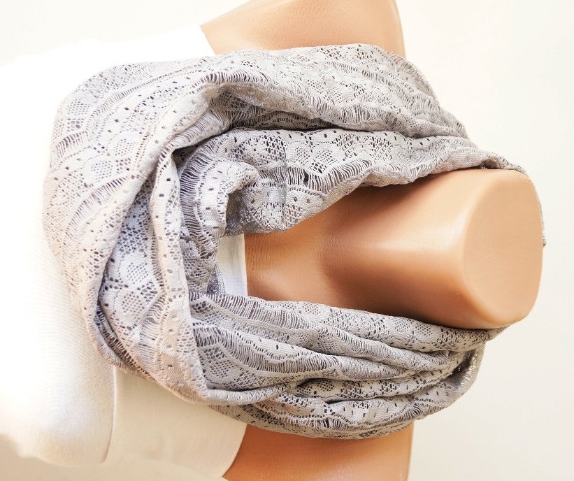 Tulle Scarf, Grey Gray Infinity, Cowl Scarf