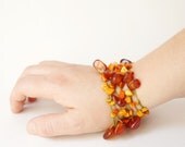 Autum Colors Brown Agate  and yellow tones stone Necklace, Lariat, Bracelet