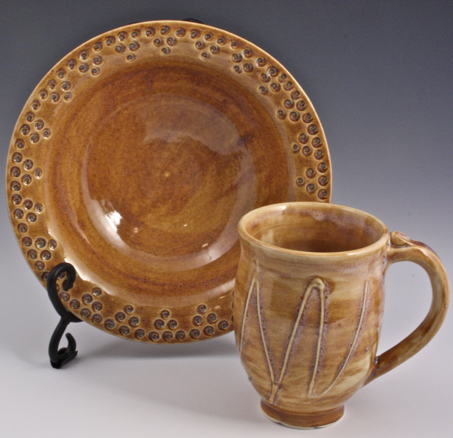 Ceramic Breakfast Duo Cereal Bowl and Mug Caramel Plum