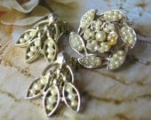 Vintage Jewelry Tid-Bits, Faux pearl brooch/pin and earrings ... Rescue, Reuse bits and pieces