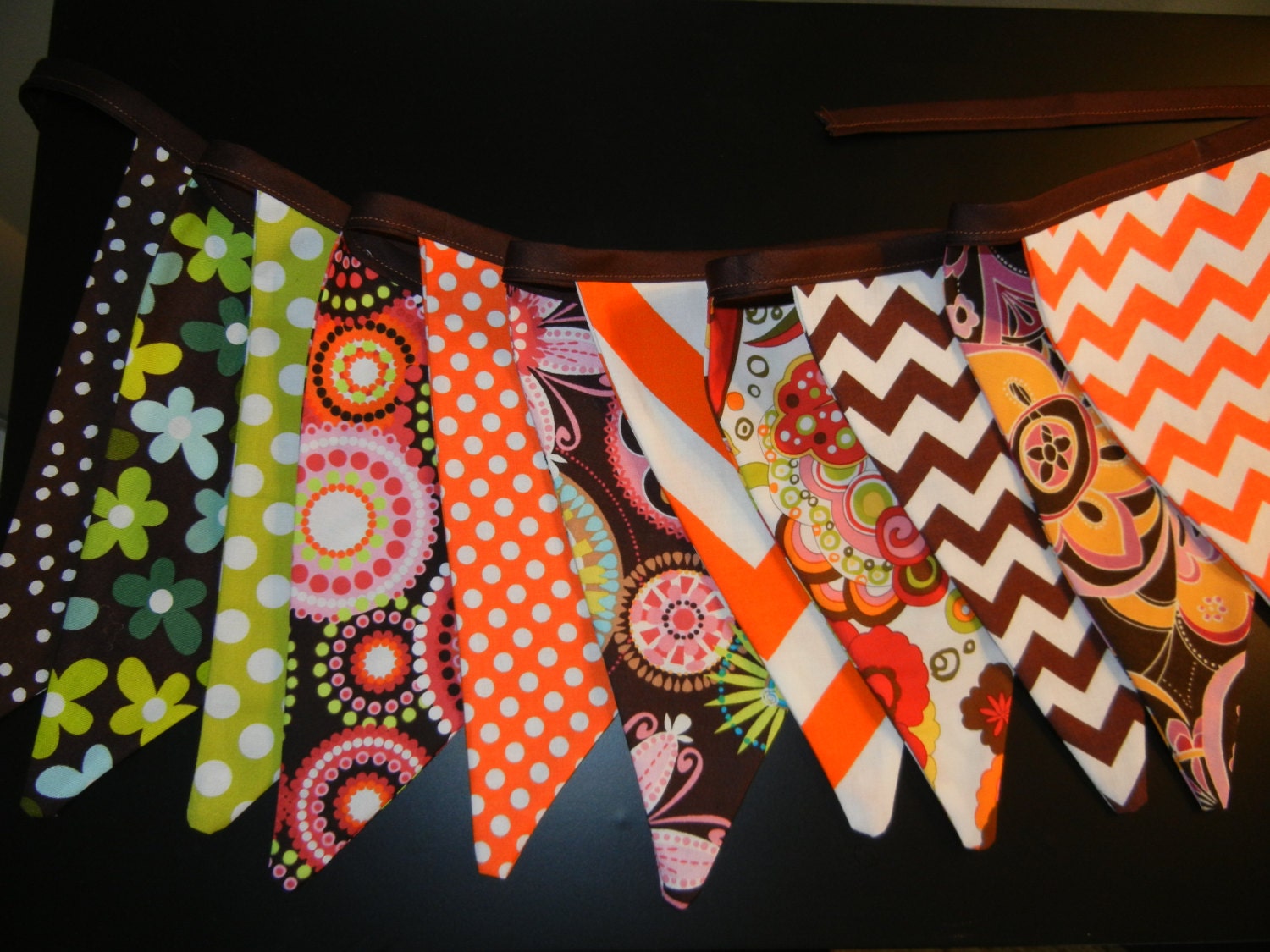 All Occasion Fabric Bunting Banner Orange Brown